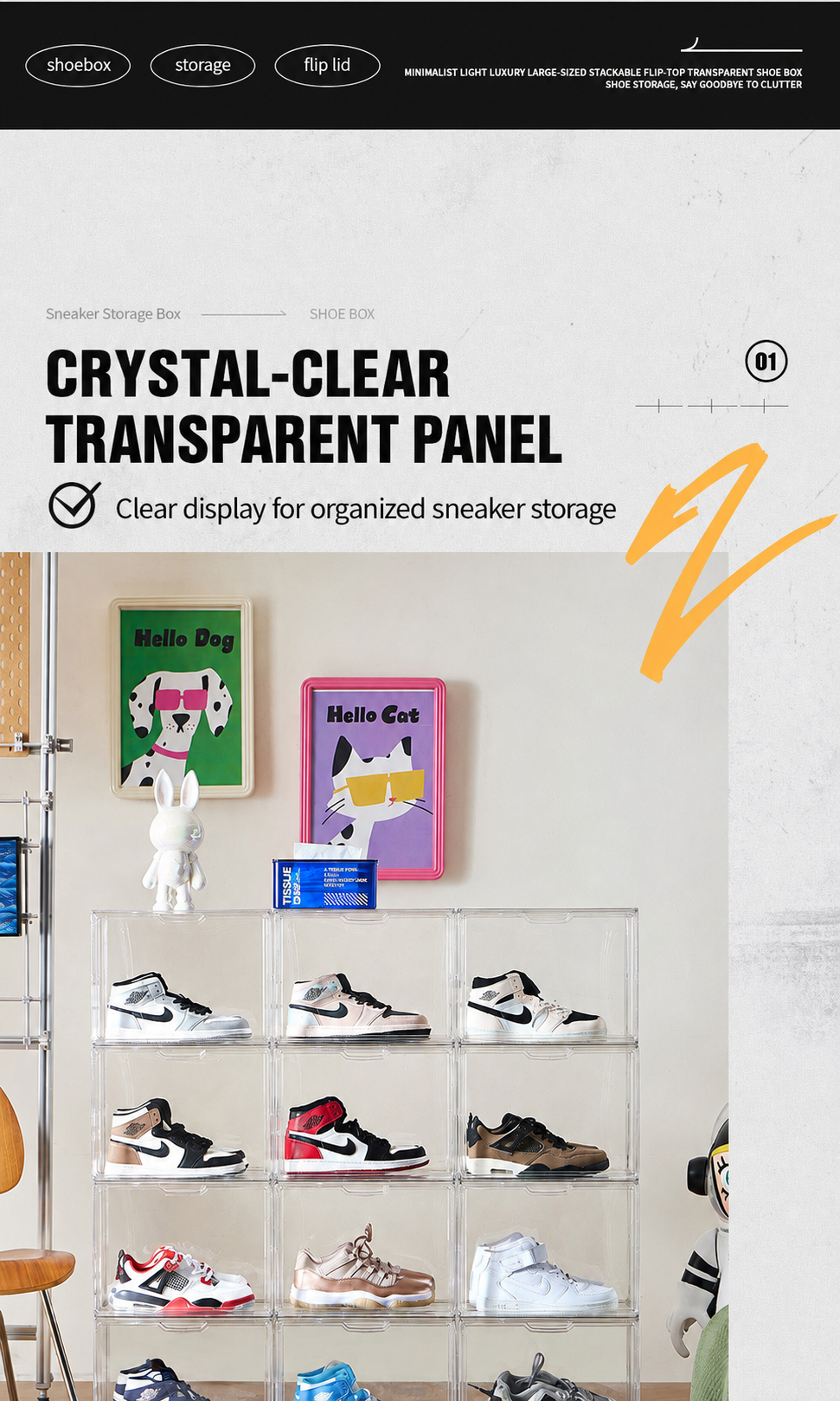 Clear Stackable Shoe Box with  - Sneaker Care Box avis et prix